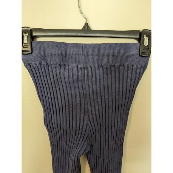 Central Park West NY Size XS Ribbed Drawstring Leggings Navy Flared Hem - Picture 3 of 8